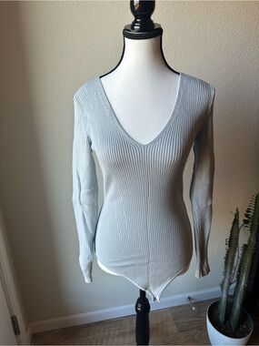 Abercrombie & Fitch Light Blue Ribbed Bodysuit